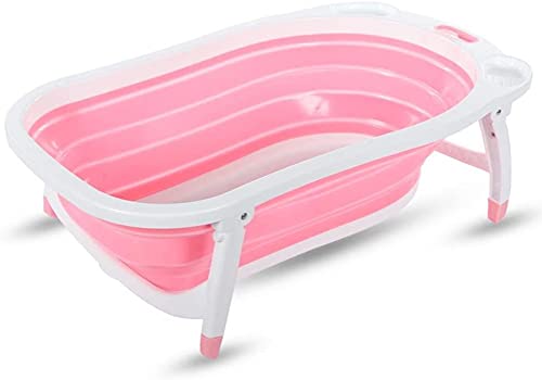 GALAXGO Non-Slip Foldable Collapsible Children Lying Baby Bath Tub Space Saving Design flat Foldable Tub (Pink)