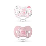 Para niños de 6 a 18 meses SUAVINEX - Juego de 2 chupetes SX Pro con tetina simétrica de silicona para bebé de 6 a 18 meses, color rosa, 307393