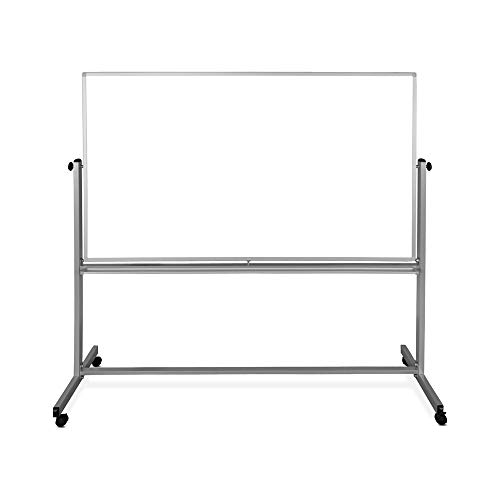 Luxor Rolling Reversible 72"W X 40"H Dry Erase Double-Sided Magnetic Whiteboard With Aluminum Frame And Stand - Perfect For School, Classroom, Conference And Presentation #TOP1