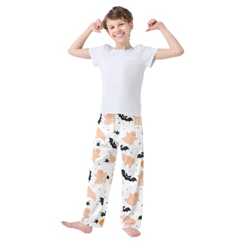Boys' Pants Cartoon Ghost Bat Halloween Long Bottoms Jogger Pants Elastic Waist Trousers with Pockets S-XL2