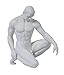 6.5" White Porcelain Squatting Nude Male Figurine, Matt