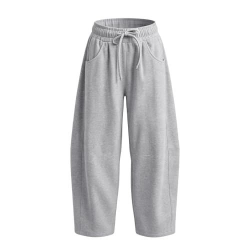 Barrel Sweatpants Women Fleece Cute Baggy Wide Leg Sweat Pants with Pockets - image 8