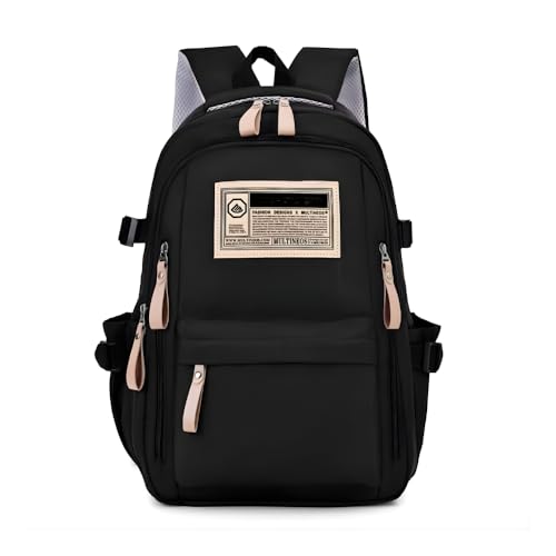 Mochila Masculina Feminina Reforçada Unissex Casual, Grande Capacidade para Notebook, Resistente ao Uso Diário, Viagem, Trabalho, Escolar e Faculdade (Preta)