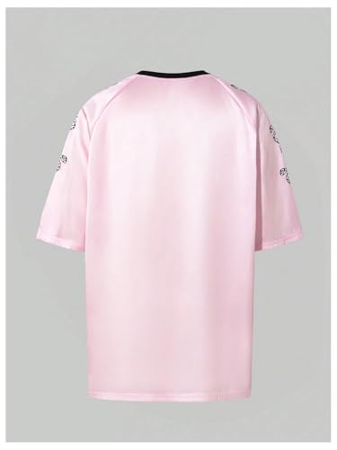 Image of RoseSeek Girl's Jersey Y2K Oversized Graphic Number Print Tops V Neck Short Sleeve T Shirt Hip Pop Tee Streetwear