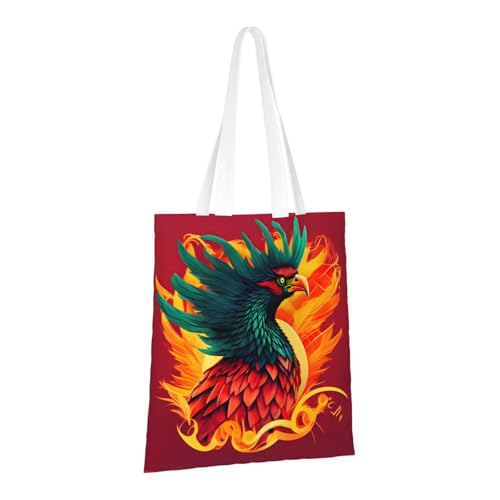 Phoenix Print Polyester Canvas Tote Bag, Worthy Shopping Bag, Ideal For Present And Daily Errands2
