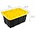 Sterilite 17 Gal Industrial Tote, Stackable Storage Bin with Snap-Fit Lid for Garage, Basement & Attic Storage, Black Base and Yellow Lily Lid, 6-Pack