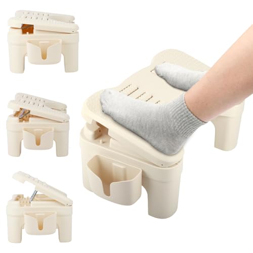 Image of HANNEA Folding Foot Rest Ergonomic Footrest Toilet Squat Potty Stool Anti-Slip Foot Rest Stool with Dual Row Massage Rollers Height-Adjustable Leg Support for Home & Office