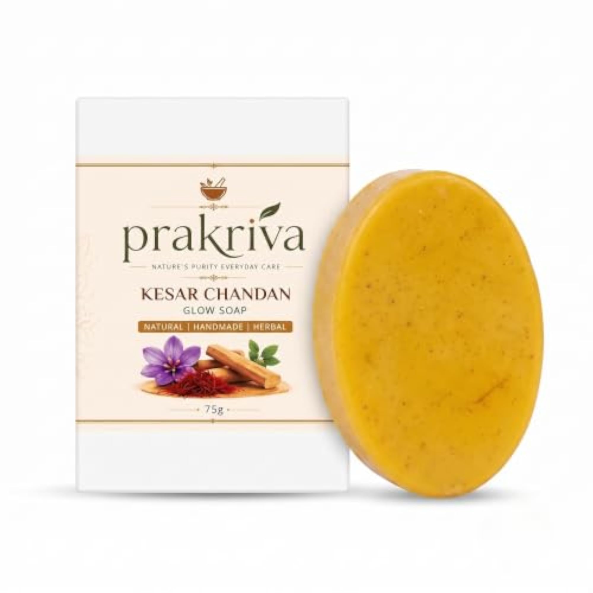 Kesar Chandan Glow Soap Pack of 3, Herbal Natural Handmade