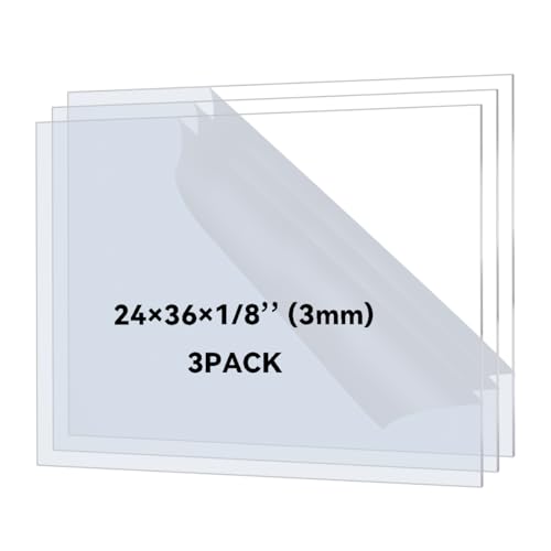 3PACK Láminas Plexiglás 24×36×1/8'' Acrílico Transparente miniatura 1