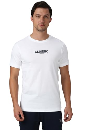 Image of Van Heusen Men Cotton Regular Fit Athleisure Graphic T-Shirt - Round Neck, Short Sleeve, Minimal Print