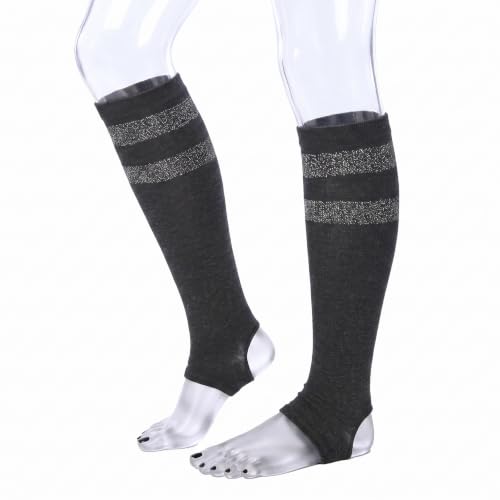 Image of Tipi Toe Women's Stirrup Yoga Socks, Lightweight Knee-High Leg Warmers, Open Heel Non-Slip Design. Ideal for Yoga & Dance
