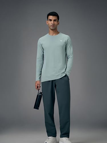 Image of TECHNOSPORT Men's Slim Fit Full Sleeve Crew Neck T-Shirt, COTFLEX Quick Dry Moisture Wicking Stretchable Sports Gym and Casual Wear
