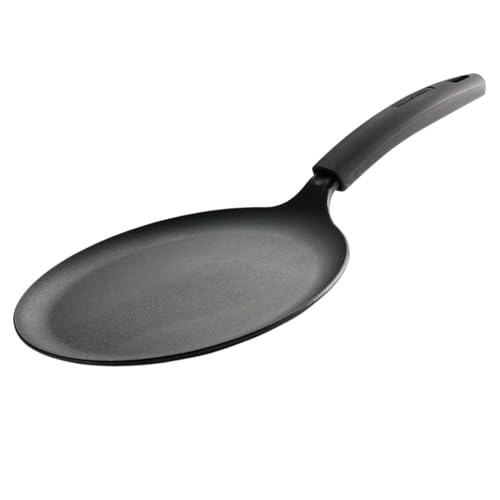 Image of TRAMONTINA TITANEX 24cm Pre-Seasoned Cast Iron Dosa Tawa | Flat Surface with Raised Edges | for Dosa, Uttapam, Cheela, Paratha | Induction & Gas Compatible | Non-Slip Handle