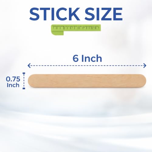 Image of Dr Care Sterile Wood Tongue Depressors, 6 Inch, Disposable Wooden Spatulas for Dental Clinics, Waxing, Hair Removal (400)