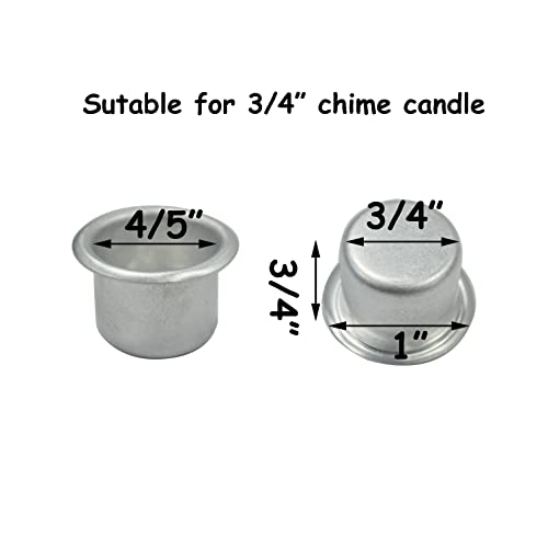50 Pcs 3/4" Metal Chime Candle Cup, Chime Candle Holder Cup, 3/4" Candle Cup, 3/4" Aluminum Candle Cup (Silver, 3/4") #TOP1