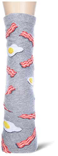 Hot Sox Boys' Big Food Novelty Casual Crew Socks, Eggs And Bacon (Grey Heather), Large/X-Large Youth #TOP1