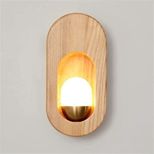 Lámpara de pared de madera para pasillos y dormitorios con luz acrílica acogedora