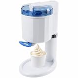 Gino Gelati Softeismaschine Creamy für Zuhause | frisches Softeis selbst machen | 15W | Weiß/Blau | kompakte Eismaschine | einfache Bedienung | cremiges Eis in Minuten