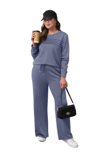 Image of WIHOLL Women's 2 Piece Sets Sweatshirt Casual Travel Outfits Lounge Wide Leg Tracksuit Cozy Sweatsuits Fashion 2026