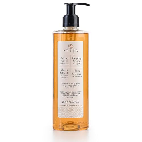 Prija Fortifying and Strengthening Shampoo with Eruca Sativa (12.84 fl oz) - For all Hair Types - Vegan Friendly - Dermatologically Tested - Made with 100% Recycled Bottle