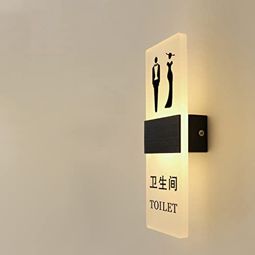 Letrero LED para inodoro, para baño, baño, salón, señal, masculino, hembra, niño, niña, decoración de baño para negocios, base de aluminio