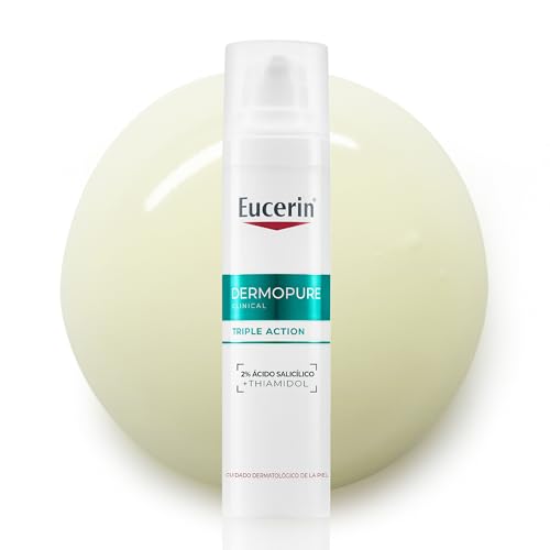 Eucerin DermoPure Clinical Triple Action (40 ml), sérum antimanchas post-acné, hidratante facial con Ácido Salicílico y Thiamidol para granos y puntos negros, sérum para piel con tendencia acneica