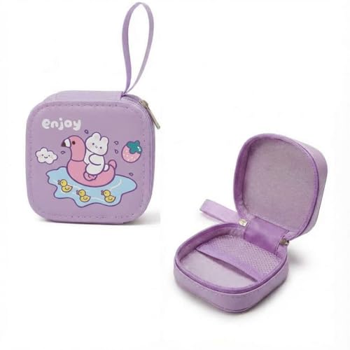 Image of FunBlast Square Coin Pouch for Kids - Cute Cartoon Design Mini Purse, Multipurpose Coins Pouch, Small Zipper Wallet for Kids & Girls, Kawaii Coin Bag (PurpleRandom-)