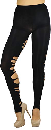 Image of ToBeInStyle Women's Slashed Ripped Shredded Distressed Hosiery Tights Leggings Music Festival