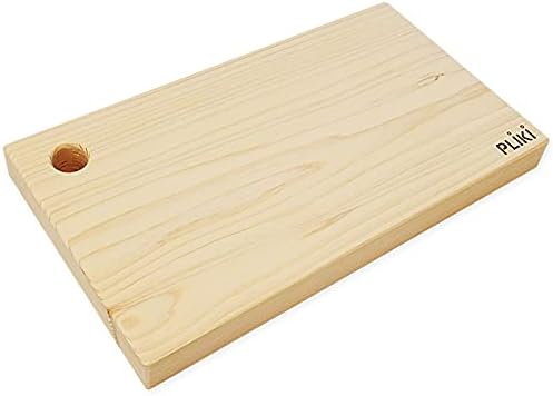 PLIKI Whole Hinoki Cypress Wood Cutting Board / Knife-Friendly & Natural Design Chopping Board / Wooden Plating Serving Board / Easy to Clean & Store (Medium)