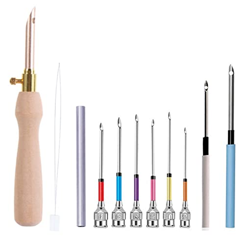 Lizusidtsy 11Pcs Punch Needle Tool Kit Embroidery Stitching Punch Needle & Needle Threader Embroidery Poking Tools