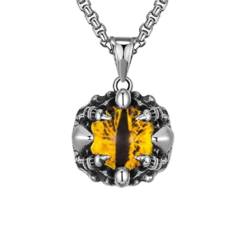 Collier griffe de dragon pour homme en acier inoxydable avec pendentif vintage et chaîne 61 cm