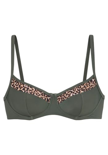 Lascana Damen Bügel-Bikini-Top mit trendigen Leo-Einsätzen, verstellbare Träger und Mix-Kini ist Nicht nur stylisch