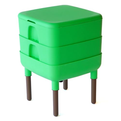 Image of FCMP Outdoor - The Essential Living Composter, 2-Tray Worm Vermicomposter Bin (HF-LC4000v2-GRN) Green