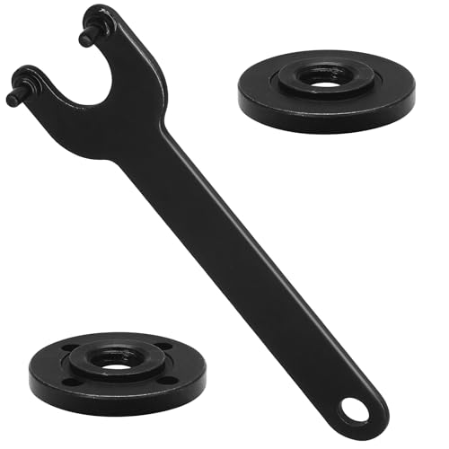 Image of Litoexpe Black Grinder Wrench with 2 Lock Nuts | 5 /8-11 Spanner, Compatible with 4.5 Inch and 5 Inch Angle Grinders