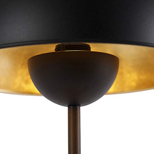 Qazqa Retro Tischleuchte - Magnax - Schwarz Gold, max. 60W, Geeignet für LED, 51cm, Ideal als Schlafzimmerlampe und Wohnzimmerlampe