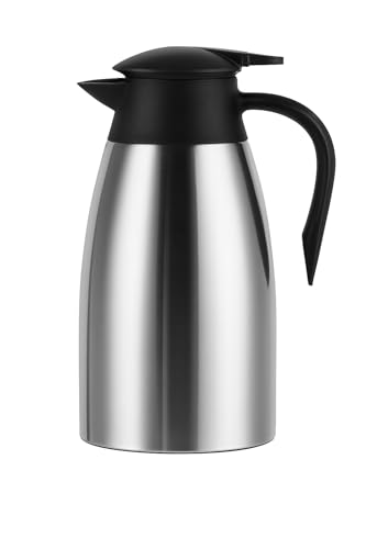 Thermal Coffee Carafe 1.5L – Double Wall Stainless Steel Insulated Beverage Server Keeps Drinks Hot 12 Hours or Cold 24 Hours – Leak-Proof Coffee Pot for Home, Office, Restaurants & Cafés – TQS CAFE
