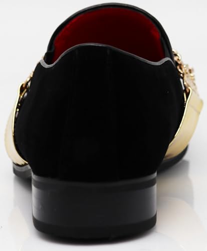Image of Enzo Romeo Crisino Men Rhinestone Chrome Toe Suede Pointy Buckle Dress Loafer Slip On Shoes