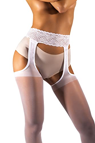 image for sofsy Suspender Tights for Women [Made in Italy] Crotchless Pantyhose 
