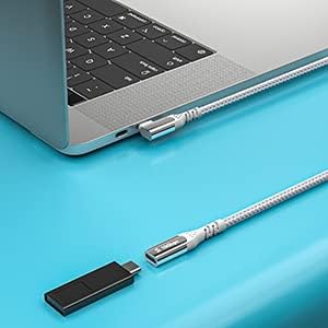 Fasgear USB C Extension Cable 1.6ft 10Gbps USB 3.2 Type C Male to Female Cord 100W Fast Charging Short Thunderbolt 3 Extender Nylon Braided Compatible for PSVR2/MacBook Pro/Mag Safe Charger -Grey