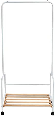 Amazon Basics Steel Garment Rack with Wooden Shelf on Wheels