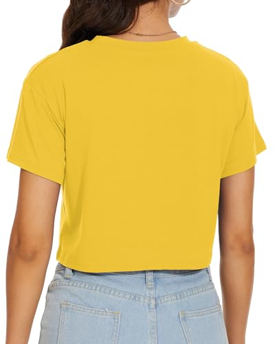 Image of Womens Summer Crop Tops Short Sleeve Round Neck T-Shirts Loose Fit Casual Blouse 2026