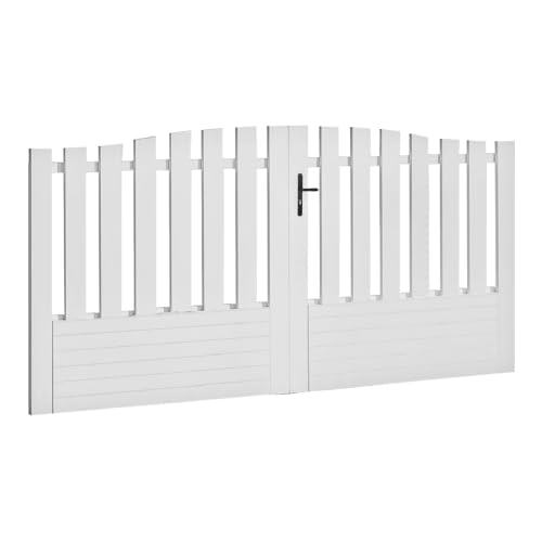 Gefradis Portail battant PVC Largeur 250 cm x Hauteur 145 cm Semi ajouré ALENCON Chapeau de...