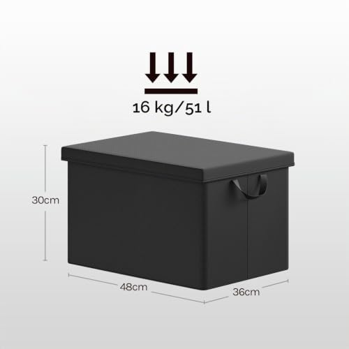 WOLTU Aufbewahrungsbox mit Deckel 1 Stück, mit Griffen, Schwarz, 48x36x30 cm – Ansicht 3