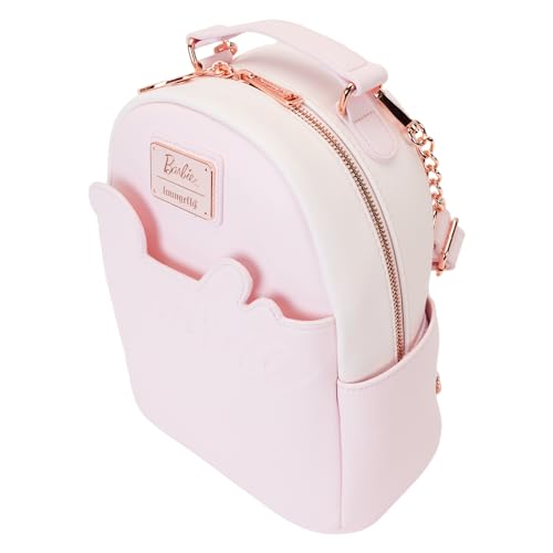 Loungefly Barbie Rose Gold Logo Convertible Backpack: Chic Style on the Go!2