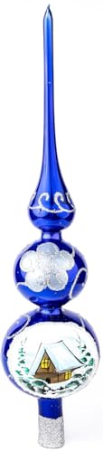 Polish Gallery Finial Glass Tree Topper Mouth Blown Christmas Finial Tree Topper Christmas Tree Finials Hand Decorated Made in Poland