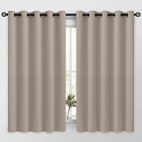 Image of COSVIYA Grommet Room Darkening Natural Curtains 63 inch Long for Bedroom | Light Blocking Insulated Thermal Curtains for Living Room, Blackout Thick Polyester Window Drapes,62x63 inches, 2 Panels