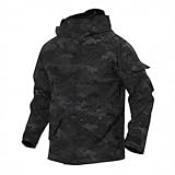 OCANXUE Men's Fleece Lined Soft Shell Jacket Winter Waterproof Hooded Coat Windproof Camo Tactical Jacket Black Camo L
