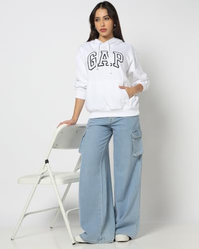 Image of Gap Women Graphic Printed Relaxed Fit Full Sleeve Hoodie