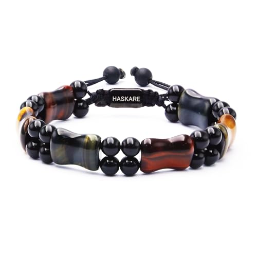 Pulsera para hombre con cristales de ojo de tigre natural miniatura 1