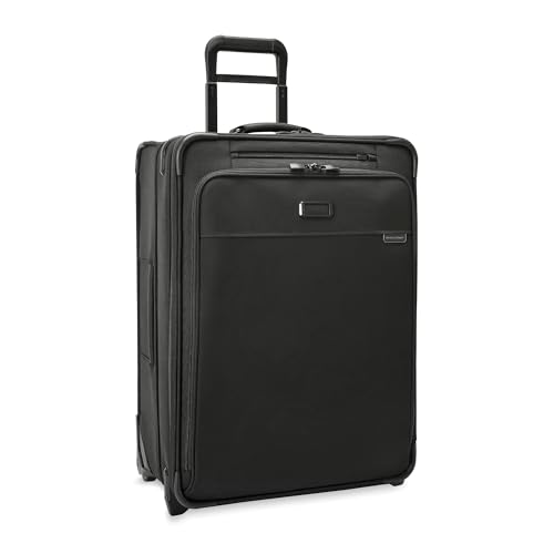 Briggs & Riley 26' Medium Expandable Upright - Checked Luggage for Travel, Suitcases with Wheels, Softside Rolling Bag for Men & Women, Self-Repairing Zipper - Baseline Collection, Black